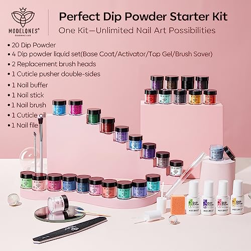 Modelones 42-Piece Dip Powder Nail Kit with 30 Vibrant Colors and Essential Liquids - Image 6