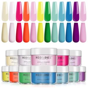 Modelones Acrylic Powder, 12 Colors Pastel Spring Summer Acrylic Nail Powder Easter Nail Art Macaron Pink Yellow Blue Nail Acrylic Powder 3D Nail Carving Nail Extension Gift for Women Manicure Kit