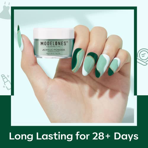 Modelones Acrylic Powder, Sage Green Mist Blue Light Grey Dark Olive Shades Earth Tone Acrylic Nail Kit Matcha Avocado 3D Acrylic Nail Art French Nail Extension Salon Manicure Gifts St. Patrick's Day - Image 6