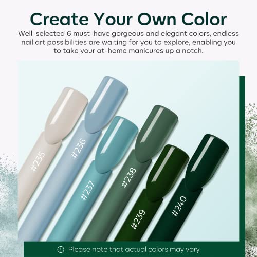 Modelones Acrylic Powder, Sage Green Mist Blue Light Grey Dark Olive Shades Earth Tone Acrylic Nail Kit Matcha Avocado 3D Acrylic Nail Art French Nail Extension Salon Manicure Gifts St. Patrick's Day - Image 2