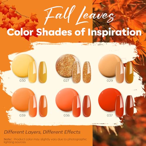 modelones Builder Nail Gel for Nails, 6 Colors Fall Autumn Gel Builder Nail Polish for Nail Thickening, Red Yellow Orange Glitter Hard Gel Builder Extension Gel LED Nail Lamp Cured Color Base - Image 3