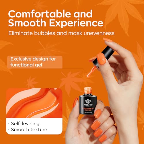 modelones Builder Nail Gel for Nails, 6 Colors Fall Autumn Gel Builder Nail Polish for Nail Thickening, Red Yellow Orange Glitter Hard Gel Builder Extension Gel LED Nail Lamp Cured Color Base - Image 7