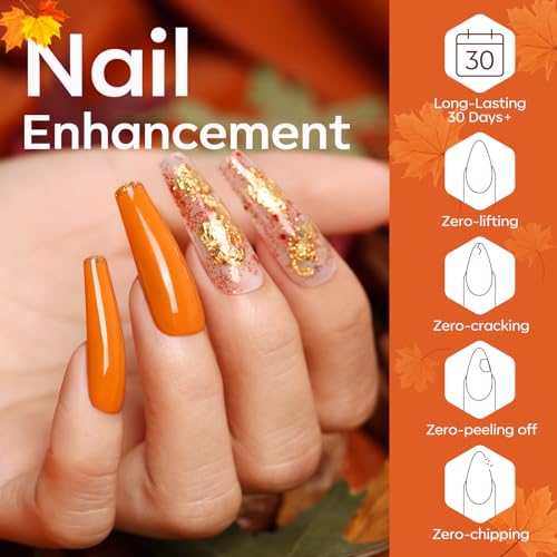 modelones Builder Nail Gel for Nails, 6 Colors Fall Autumn Gel Builder Nail Polish for Nail Thickening, Red Yellow Orange Glitter Hard Gel Builder Extension Gel LED Nail Lamp Cured Color Base - Image 4