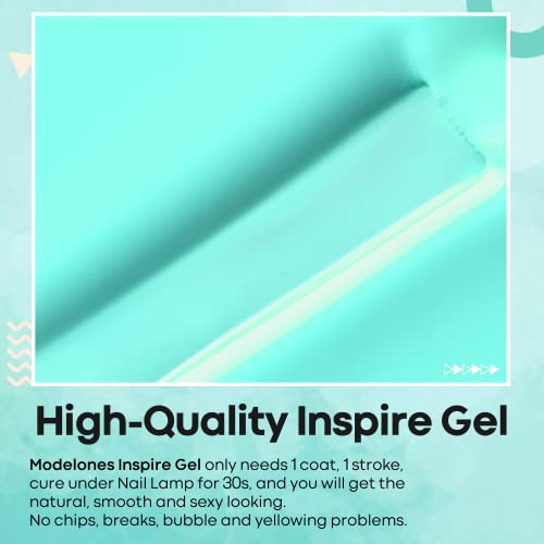 modelones Gel Nail Polish, 15ml Spring Summer Pastel Blue Green Solid Color Gel Polish Soak Off LED High-Pigmented & Shine Long Wear Gel Polish Nail Art Manicure Gift DIY Salon Home, 0.5 fl oz. - Image 5