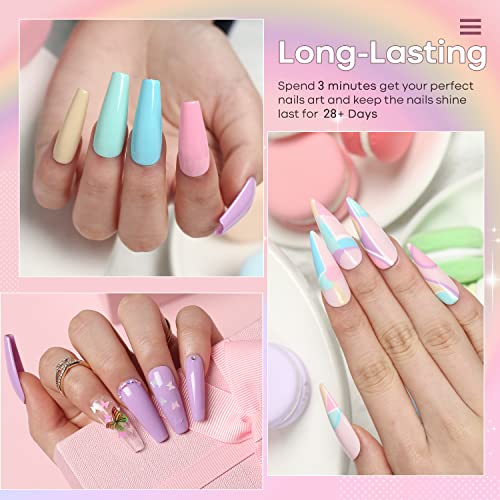 modelones Gel Nail Polish Set, 6 Colors 2024 Spring Gel Polish Kit Bright Pastel Macaron Candy Nail Polish Gel Pink Mint Green Blue Purple Gel Nail Soak Off Nail Art Manicure Gift DIY Salon - Image 4