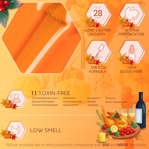 modelones Gel Nail Polish Set- 6 Colors Thanksgiving Day Orange Yellow Nail Polish Color Changing Gel Polish Kit Gray Black Nail Gel Kit Soak Off LED Nail Art Gifts DIY Salon Home - Image 6