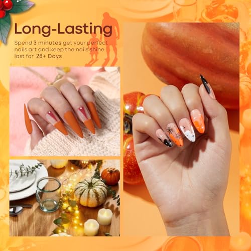 modelones Gel Nail Polish Set- 6 Colors Thanksgiving Day Orange Yellow Nail Polish Color Changing Gel Polish Kit Gray Black Nail Gel Kit Soak Off LED Nail Art Gifts DIY Salon Home - Image 4