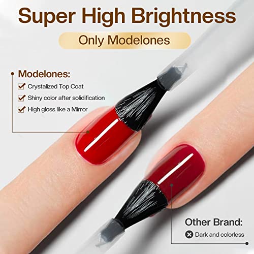 modelones Gel Top and Base Coat, 2Pcs 15ml and Coffin Gel Nail Tips Prep Colored 2 in 1 Soft Nail Tips - Image 8