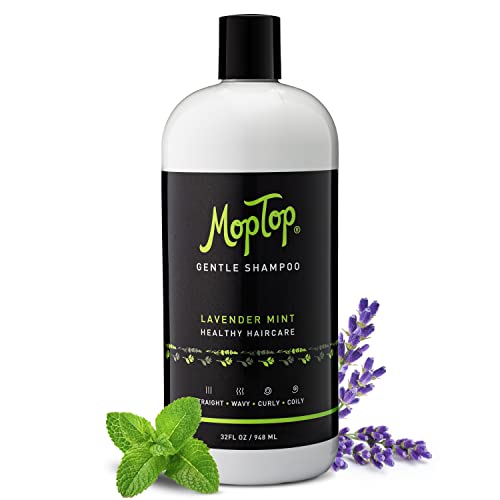MopTop Gentle Shampoo, Salon Quality, Reduces Frizz, Cleanses Hair, All Hair Types, Sulfate & Paraben Free, Color Safe, Increases Moisture & Manageability for Smooth Silky Hair, 32oz