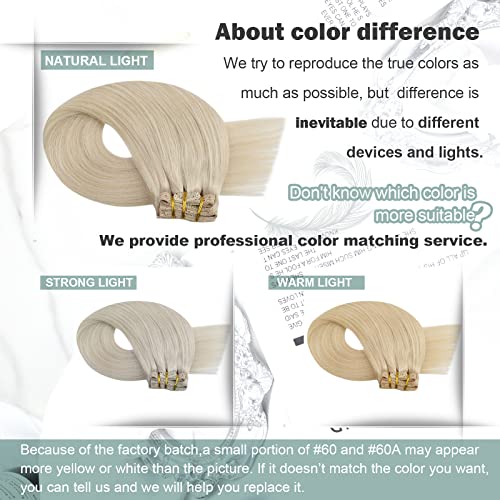 Moresoo Blonde Clip in Hair Extensions Real Human Hair Platinum Blonde Hair Extensions Clip ins Human Hair Blonde Human Hair Clip in Extensions Double Weft 14inch 5Pieces 70G - Image 9