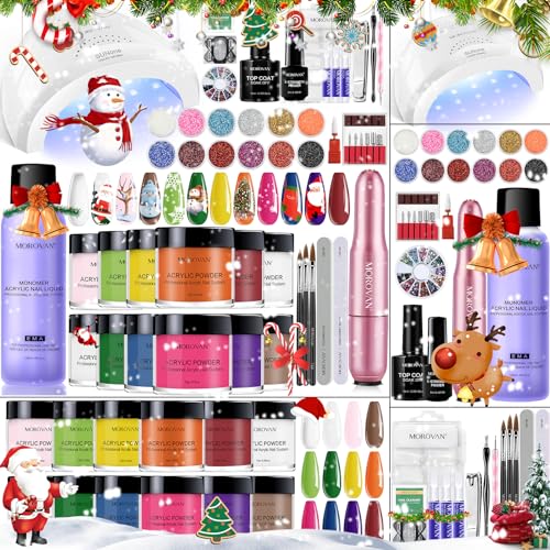 Morovan Acrylic Nail Kit with Drill: 12 Colors Acrylic Nail Powder with UV Light Nail Kit Acrylic Set for Beginners Nail Kit Set Professional Acrylic with Everything DIY at Home