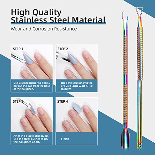 Morovan Cuticle Pusher and Spoon Nail Cleaner Triangle Cuticle Pusher Double Ended Gel Nail Polish Cuticle Remover Tool Stainless Steel Manicure Tools for Fingernails and Toenails - Image 3
