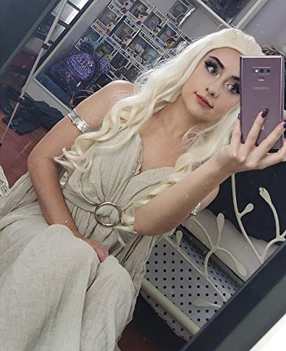 morvally Daenerys Dragon Queen Cosplay Wig for Khaleesi Long Curly Wavy Braids Hair Wigs for Women Costume Halloween Party(Light Blonde) - Image 7