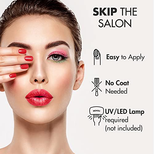 MOYOU LONDON Semi Cured Gel Nail Strips, 20 Pc. Gel Wraps for Nails, Get 1 Free UV Lamp When You Get 2 or More, Easy Apply & Remove for Salon-Quality Manicure - Pink Sunset - Image 4