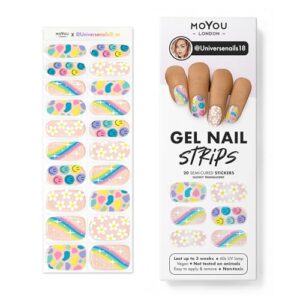 MOYOU LONDON Semi Cured Gel Nail Strips, 20 Pc. Gel Wraps for Nails, Get 1 Free UV Lamp When You Get 2 or More, Easy Apply & Remove for Salon-Quality Manicure - universenails18 01