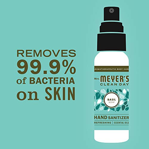 MRS. MEYER'S CLEAN DAY Antibacterial Hand Sanitizer Spray, Travel Size, Removes 99.9% of Bacteria, Basil, 2 oz - Pack of 4 - Image 5