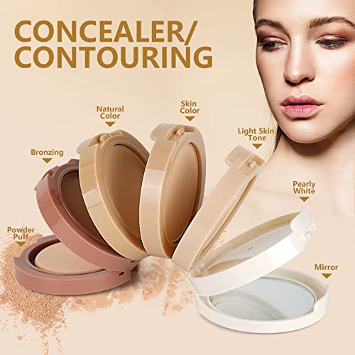Multi-layer 5 Colour Makeup Powder Compact Powder Make up Contour Face Bronzing Foundation Correcting Pressed Powder - Facial Base Contouring Beauty Cosmetics Bronzer Pallet Palette - Image 3