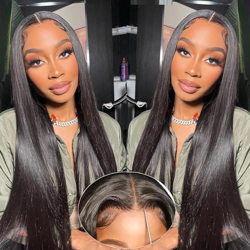 Muokass Wear and Go Glueless Wig 5x5 Glueless Wigs Human Hair Pre Plucked Pre Cut 5x5 HD Lace Closure Wigs Human Hair Straight Lace Front Wigs Human Hair 24 Inch