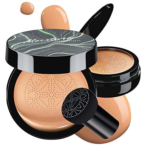 Mushroom Head Air Cushion CC Cream, Long-Lasting Brightening BB Cream Foundation for Face Makeup and Mature Skin, Moisturizing Full Coverage Self Adjusting Concealer for Even Skin Tone (Medium Deep)