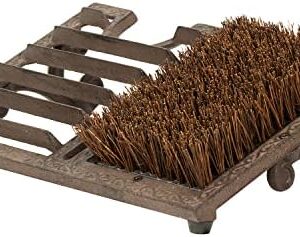 MyGift Heavy Duty Rustic Cast Iron Boot Scrubber for Outdoor Porch, All Weather Outdoor Shoe Scraper Brush and Boot Puller with Angled Design