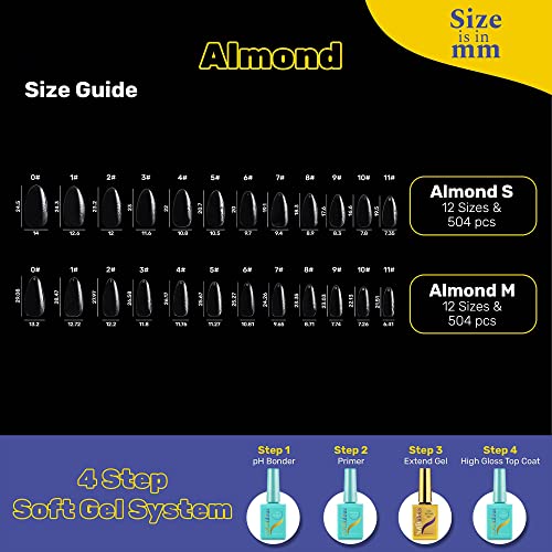 NABulous Soft Gel Almond Shaped Gel Nail Tips Medium Length - Durable Full Cover Nail Tips - Made From Real Soft Gel, 10 Sizes, 500 Pieces - Easy To Remove (Almond Medium) - Image 6