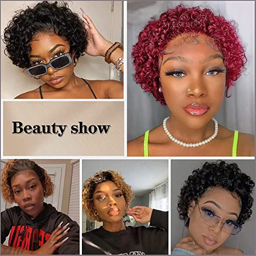 Nadula 10 Inch Short Bob Curly Pixie Cut 13x1 HD Lace Front Human Hair Wig 150% Density - Image 2