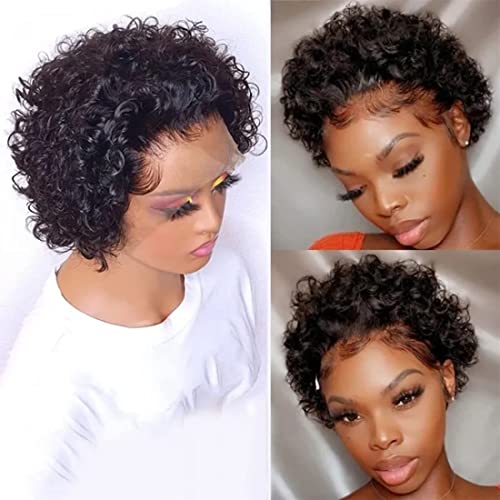 Nadula 10 Inch Short Bob Curly Pixie Cut 13x1 HD Lace Front Human Hair Wig 150% Density - Image 6