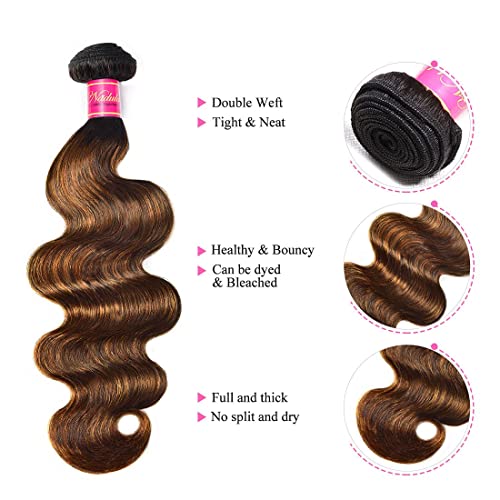 Nadula 3 Bundles 12A Brazilian Remy Human Hair Weave Ombre Chocolate Brown Body Wave 14 16 18inch - Image 5