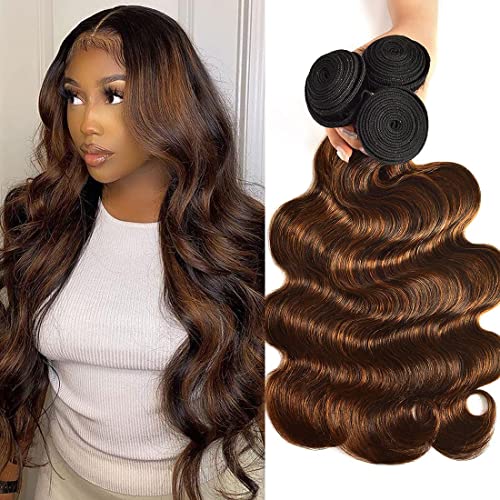 Nadula 3 Bundles 12A Brazilian Remy Human Hair Weave Ombre Chocolate Brown Body Wave 14 16 18inch - Image 3