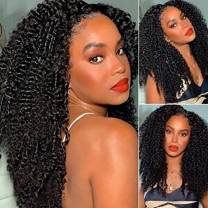 Nadula Hair Kinky Curly 13X4 Lace Front Wigs Human Hair for Black Women Malaysia Virgin Hair Kinky Curly Wavy Human Hair Peluca Pre Plucked with Baby Hair Natural Black 150% Density 24inch