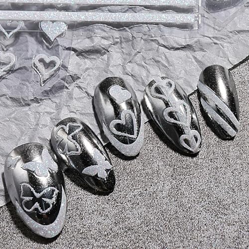 Silver Glitter French Tip Nail Art Stickers 8 Sheets DIY Crafts for Women - Image 4