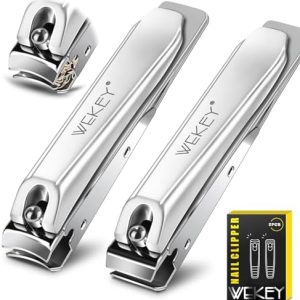 Nail Clipper Set,Nail Clippers with Catcher,Straight Blade Toenail Clipper & Curved Blade Fingernail Clippers,No Splash Sharp Clipper Set for Men and Women-2Pcs