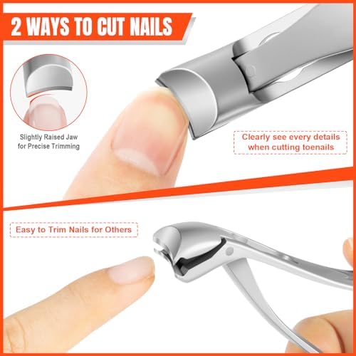 Nail Clippers for Seniors Thick Nails, DRMODE Angled Head Ergonomic Toenail Clippers with Wide Opening, Precision Large Finger Nail Clipper with Catcher Heavy Duty Nail Cutter Trimmer for Men Women - Image 6