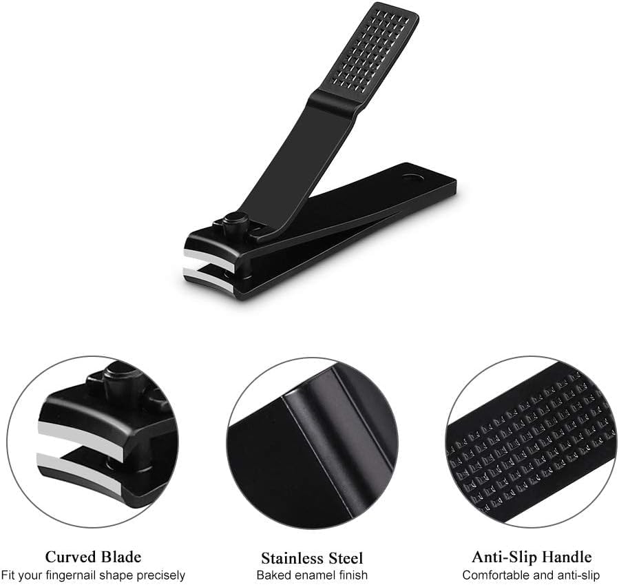 Nail Clippers Set, Ultra Sharp Sturdy Fingernail and Toenail Clipper Cutters with Visibly Tin Case, Black - Image 2