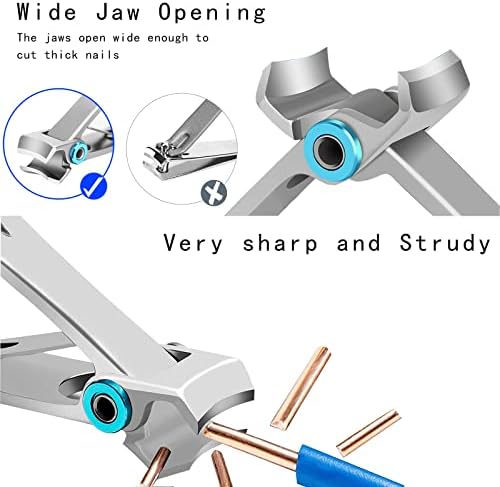 Nail Clippers Set,Toenail Clippers for Thick Nails,Fingernail Clipper for Men Women Silver - Image 2