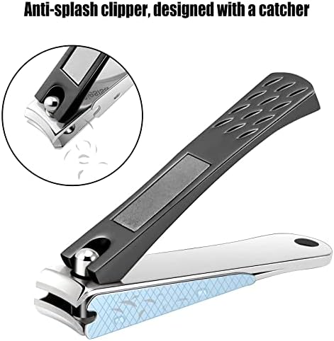 Nail Clippers with Catcher, No Splash Fingernail Clippers for Women Premium Stainless Nail Cutter Trimmer for Men Women Seniors 4 Pack (Black-4 Pack) - Image 3