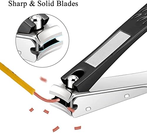 Nail Clippers with Catcher, No Splash Fingernail Clippers for Women Premium Stainless Nail Cutter Trimmer for Men Women Seniors 4 Pack (Black-4 Pack) - Image 2
