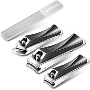 Nail Clippers with Catcher, No Splash Fingernail Clippers for Women Premium Stainless Nail Cutter Trimmer for Men Women Seniors 4 Pack (Black-4 Pack)