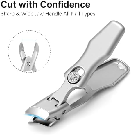 Nail Clippers with File - Extra Wide Jaw Opening and Heavy Duty Large Long Handle Nail Cutter for Thick Nails - No Splash Fingernail Toenail - for Men Women Adult Seniors (Silver - Image 3