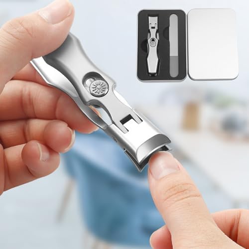 Nail Clippers with Nail File 3 Sets Ergonomic Stylish Nail Clippers with Catcher Sharp Rivet Switch Iron Box Fingernail Toenail Clippers Nail Clippers - Image 2