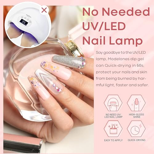6 Color Nude Glitter Dip Powder Nail Kit with Base, Top Coat, and Application Tools - Image 2