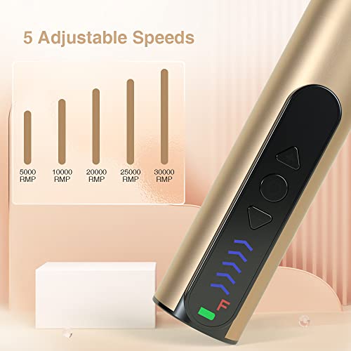 Scienbeauty Professional 30000RPM Rechargeable Nail Drill Kit 18K Gold Finish with 8 Bits for Acrylic and Gel - Image 4