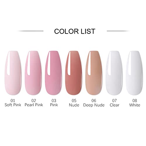 Nail Extension Gel Kit, Gel Nail Kit with UV Light, Nail Enhancement Extension Kit Manicure Set with 7 Colors 15ml Extension Nail Gel, Base Top Coat, 100 False Nails for Nail Art Starter Kit - Image 4