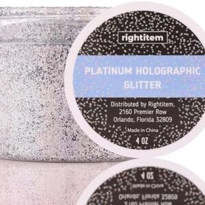 Nail Glitter - Platinum Hollographic Fine Glitter in Jar - 4 Oz Glitter for Crafts - Glitter for Slime - Face Glitter - Candle Glitter - Body Glitter