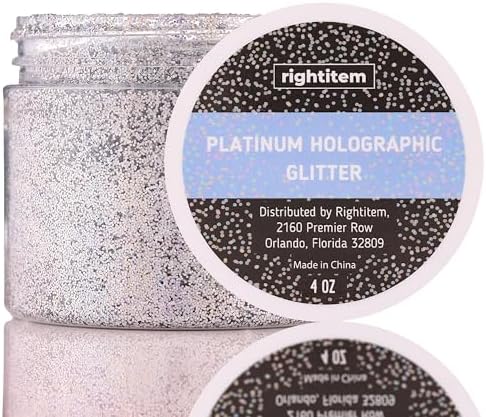 Nail Glitter - Platinum Hollographic Fine Glitter in Jar - 4 Oz Glitter for Crafts - Glitter for Slime - Face Glitter - Candle Glitter - Body Glitter