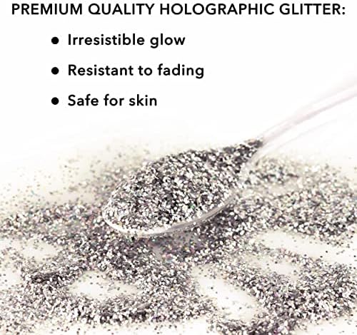 Nail Glitter - Platinum Hollographic Fine Glitter in Jar - 4 Oz Glitter for Crafts - Glitter for Slime - Face Glitter - Candle Glitter - Body Glitter - Image 7