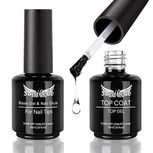 Nail Glue, 6 in 1 Gel Nail Glue, Super Strong Gel X Nail Glue UV Nail Glue Gel for Nail Tips with Gel Top Coat