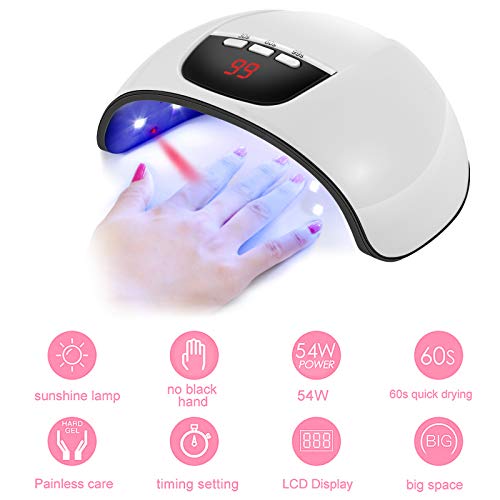 Nail Lamp and Drill Set, Electric Nail Drill Polish Pen File Kit, 54W UV Gel LED Nail Dryer Light, Nail Buffer Painting Brushes Tip Decoration, Acrylic 3D Nail Art Manicure Tool Set - Image 2