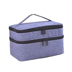 Nail Polish Carrying Case -Holds 30 bottles(15ml-0.5fl.oz)，Nail Polish Bag organizer, Double-layer Storage Bag for Nail Polish and Manicure Set, Cosmetic Travel Cases(Blue-Purple)