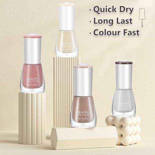 Nail Polish for Nail Art DIY Manicure, Rich Colors Nude-White Gel Nail Polish. Quick Dry Natural Nail Polish, Long-Last Nail Polish. High Shine Nail Lacquer (4PCS Colors 0.3 fl oz) - Image 7